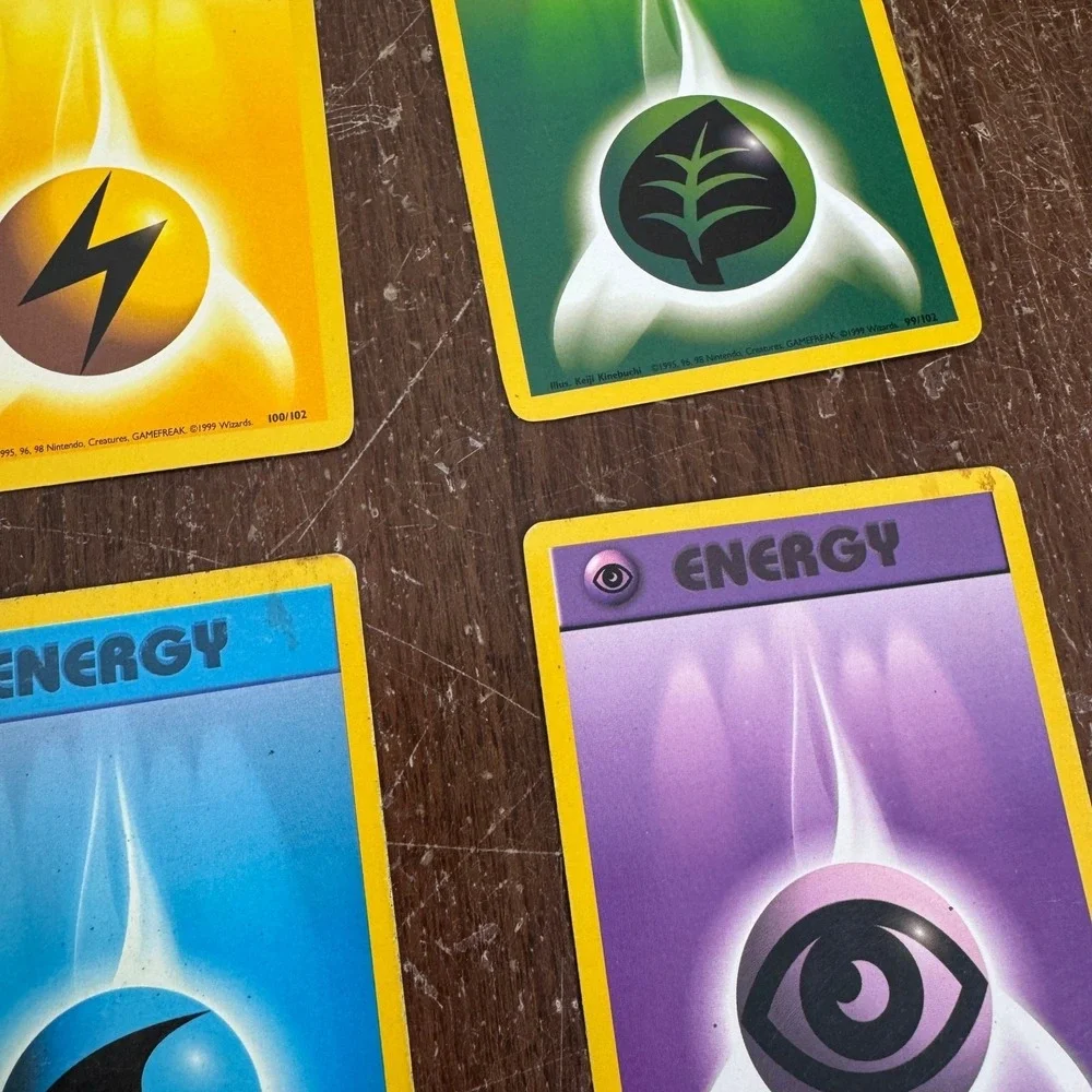 Pokemon VINTAGE 90s ENERGY‎ Card Set USED Fire Grass Fighting Water Psychic